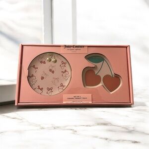 Juicy Couture Set of Ceramic Cherry Trinket Trays - NIB